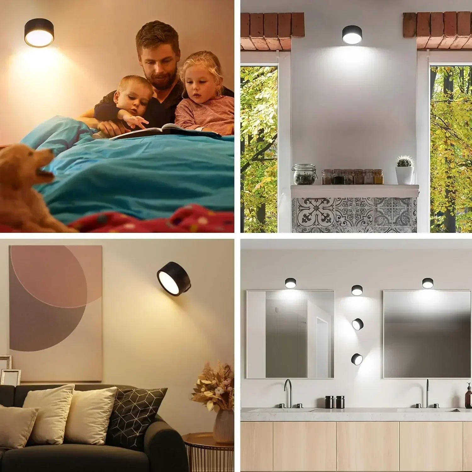LED Wall Sconces Light, 3 Brightness Levels 3 Color Modes Wall Lights Battery Operated 360° Rotatable Touch Control Wall Lamp